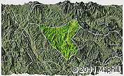 Satellite 3D Map of Than Uyen, semi-desaturated