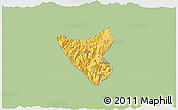 Savanna Style 3D Map of Than Uyen, single color outside