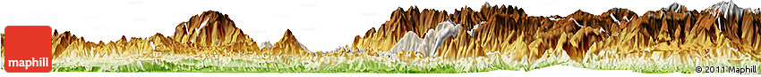 Shaded Relief Horizon Map of Than Uyen, physical outside