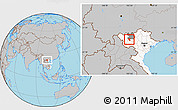 Gray Location Map of Than Uyen, highlighted country, highlighted parent region
