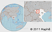 Gray Location Map of Than Uyen, highlighted country, hill shading