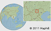 Savanna Style Location Map of Than Uyen, hill shading