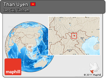 Shaded Relief Location Map of Than Uyen