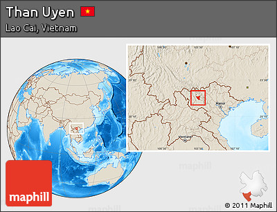 Shaded Relief Location Map of Than Uyen