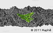 Satellite Panoramic Map of Than Uyen, desaturated