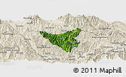 Satellite Panoramic Map of Than Uyen, shaded relief outside