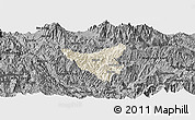 Shaded Relief Panoramic Map of Than Uyen, darken, desaturated