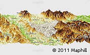 Shaded Relief Panoramic Map of Than Uyen, physical outside