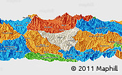 Shaded Relief Panoramic Map of Than Uyen, political outside