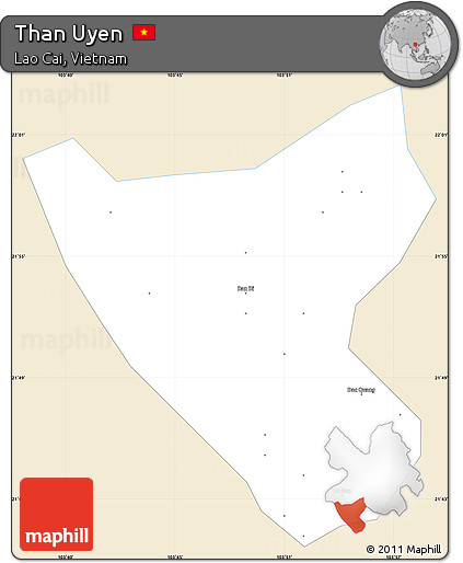 Classic Style Simple Map of Than Uyen, single color outside