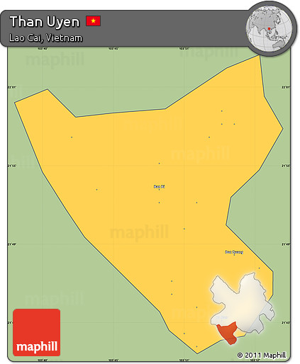 Savanna Style Simple Map of Than Uyen, cropped outside