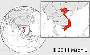 Blank Location Map of Vietnam, highlighted continent