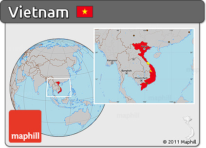 Flag Location Map of Vietnam, gray outside
