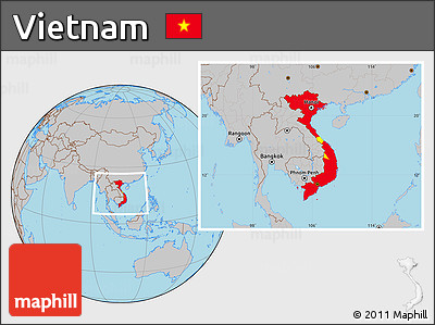 Flag Location Map of Vietnam, gray outside