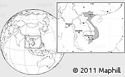 Gray Location Map of Vietnam, blank outside, hill shading inside