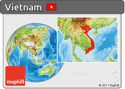 Physical Location Map of Vietnam