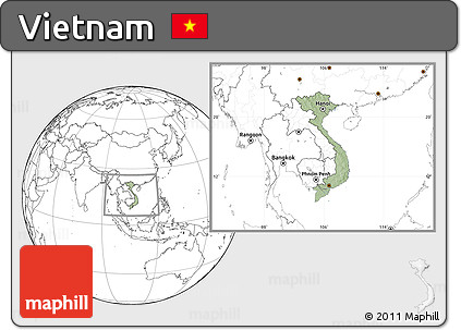Savanna Style Location Map of Vietnam, blank outside, hill shading inside