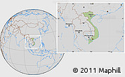 Savanna Style Location Map of Vietnam, lighten, desaturated