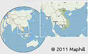 Savanna Style Location Map of Vietnam, lighten, land only