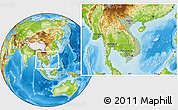 Savanna Style Location Map of Vietnam, physical outside, hill shading