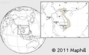 Shaded Relief Location Map of Vietnam, blank outside