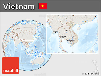 Shaded Relief Location Map of Vietnam, lighten