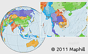 Shaded Relief Location Map of Vietnam, political outside