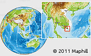 Physical Location Map of Can Duoc, highlighted country, highlighted parent region, within the entire country