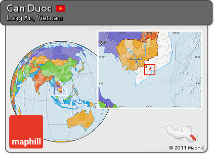 Political Location Map of Can Duoc, highlighted country