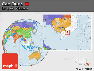 Political Location Map of Can Duoc, highlighted country