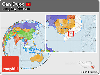 Political Location Map of Can Duoc, highlighted country