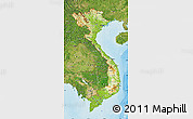 Physical Map of Vietnam, satellite outside, shaded relief sea