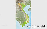 Physical Map of Vietnam, semi-desaturated, land only