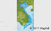 Political Shades Map of Vietnam, satellite outside, bathymetry sea
