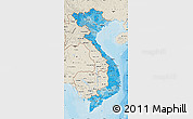 Political Shades Map of Vietnam, shaded relief outside, bathymetry sea