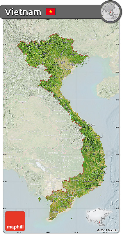 Satellite Map of Vietnam, lighten