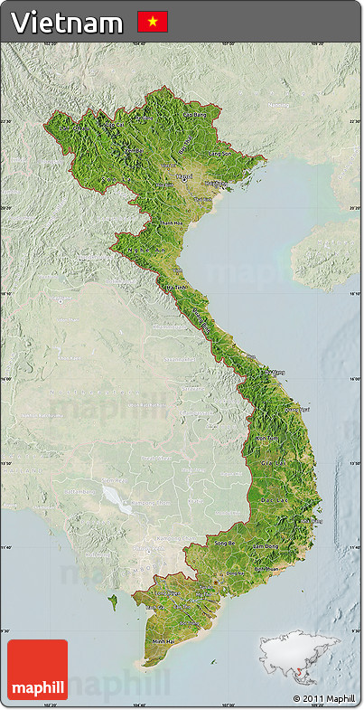 Satellite Map of Vietnam, lighten