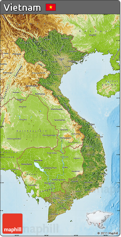 Satellite Map of Vietnam, physical outside