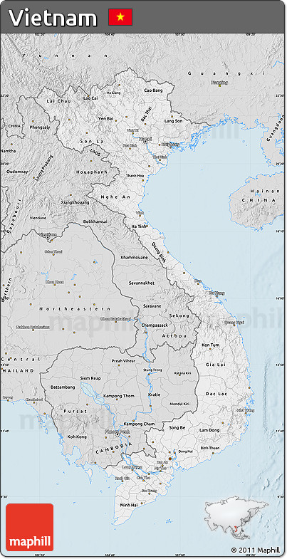 Silver Style Map of Vietnam