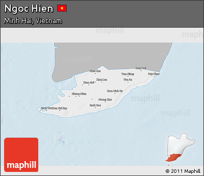 Gray 3D Map of Ngoc Hien, single color outside