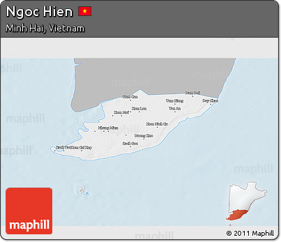 Gray 3D Map of Ngoc Hien, single color outside