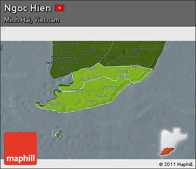 Physical 3D Map of Ngoc Hien, darken