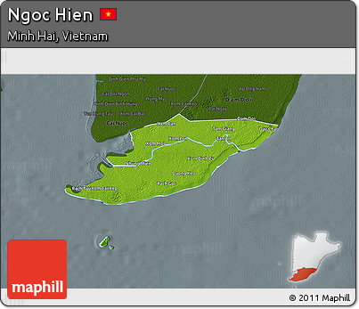 Physical 3D Map of Ngoc Hien, darken