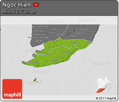 Physical 3D Map of Ngoc Hien, desaturated
