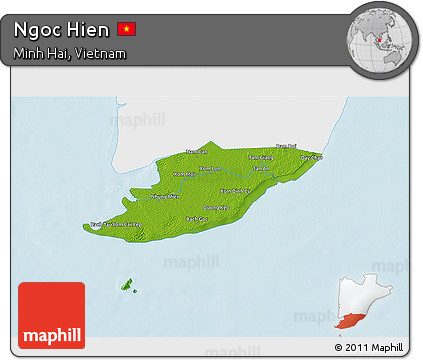 Physical 3D Map of Ngoc Hien, single color outside