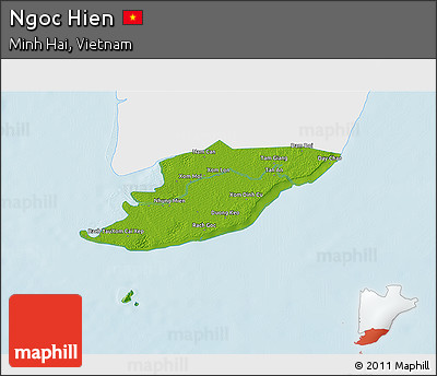 Physical 3D Map of Ngoc Hien, single color outside