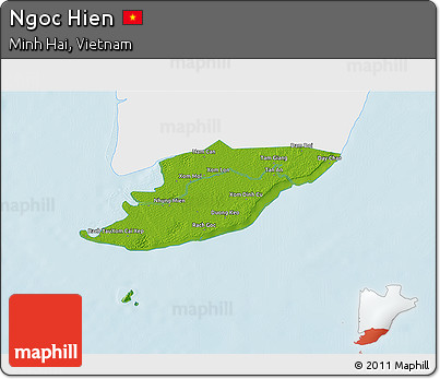 Physical 3D Map of Ngoc Hien, single color outside