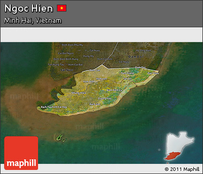 Satellite 3D Map of Ngoc Hien, darken