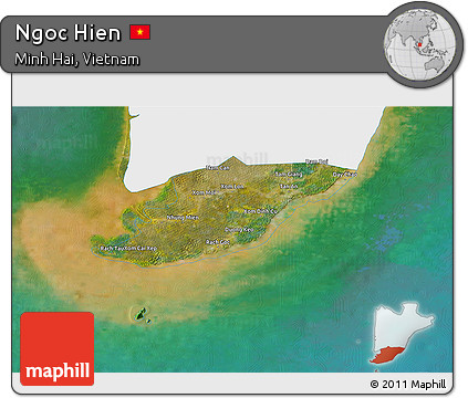 Satellite 3D Map of Ngoc Hien, single color outside