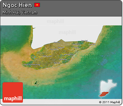 Satellite 3D Map of Ngoc Hien, single color outside